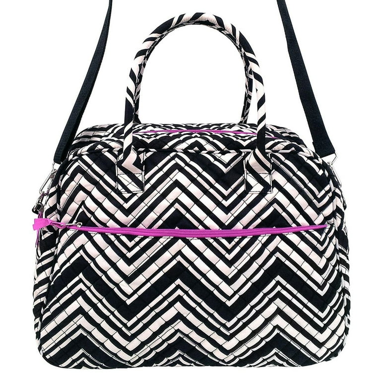Generic Quilted Duffel Bag, Black and White Chevron 
