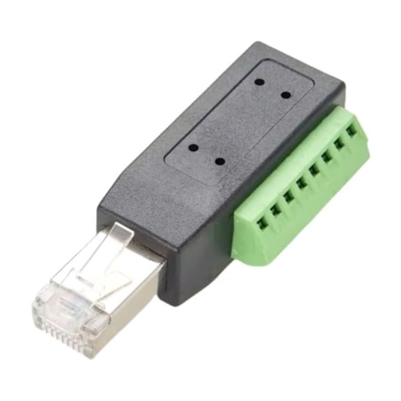 Generic RJ45 Screw Terminal Connector RJ45 Solderless Male Plug to 8-Pin Terminal Block Adapter for Ethernet Cat5 /6/7 AV CCTV