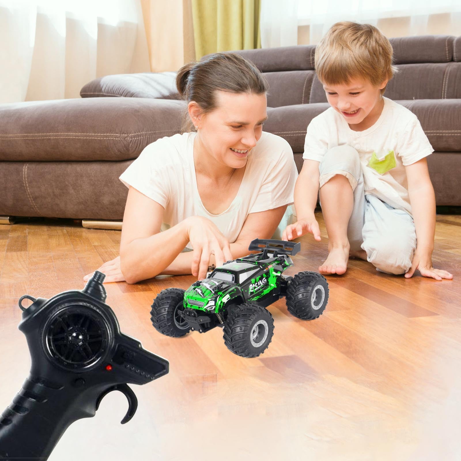 Remote Control High Speed All Terrain Electric Toy Car,Four-wheel Drive,LED Headlights,Rechargeable Battery,Gift for Kids and Adults