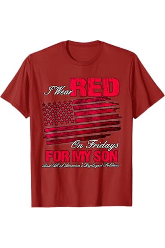 Generic Red Friday Deployed Military Son Support Unisex Graphic T-Shirt Red