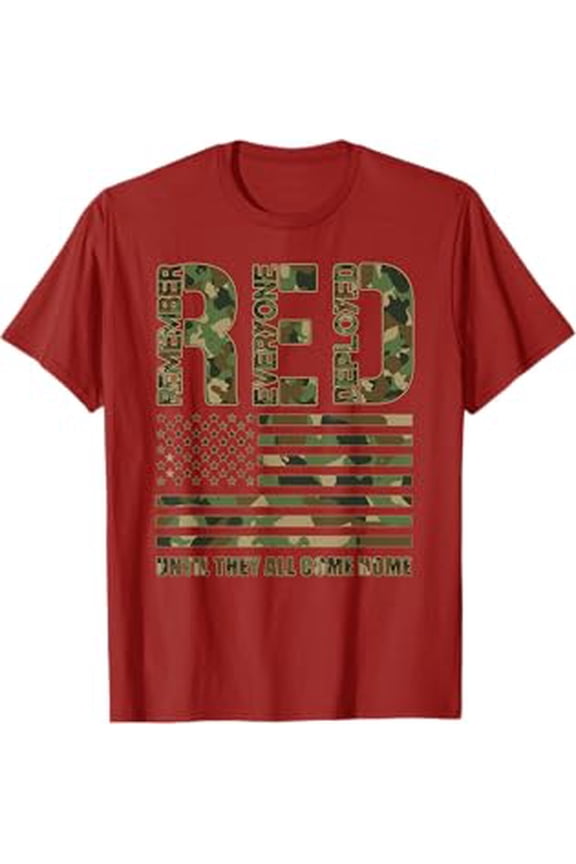 Generic Red Friday Military Veteran Remember Everyone Deployed Camo T-Shirt Red