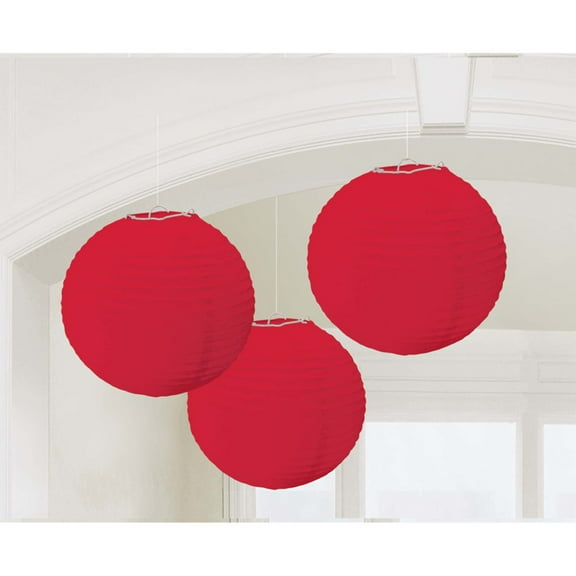 Generic Red Round Paper Lanterns, 3-Pack