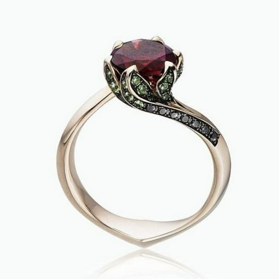 Generic Red Ruby Ring - Round Shape & Brilliant Cut Gemstone Ring - Women Jewelry Band For Engagement & Anniversary Ring, As Showing Product