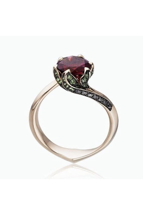 Generic Red Ruby Ring - Round Shape & Brilliant Cut Gemstone Ring - Women Jewelry Band For Engagement & Anniversary Ring, As Showing Product