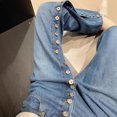 thumbnail image 1 of Generic Retro Design Multi-Button Jeans Women's High Street Slimming High Waist Heavy Industry Straight-Leg Wide-Leg Pants, 1 of 1