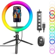 10 RGB Color Changing LED Ring Light with Tabletop Tripod