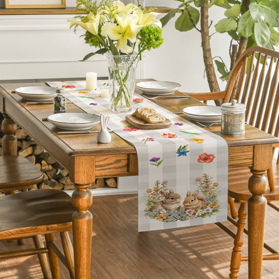 Generic Runner Table Cloth, Easter Party Decorations Dining Room Table Runner, Western Entry Country for Rustic Country Happy Birthday Island Decorations