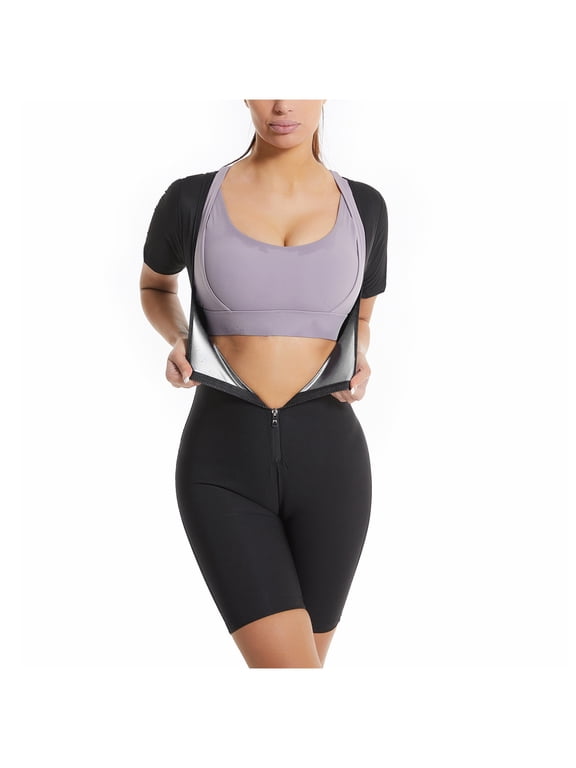 Sauna Suit For Women Weight Loss Sweat Vest Waist Trainers Lower Belly Fat Workout 4 in 1 Full Body Shaper