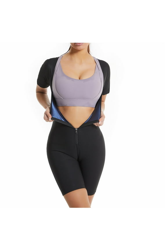 Sauna Suit For Women Weight Loss Sweat Vest Waist Trainers Lower Belly Fat Workout 4 in 1 Full Body Shaper