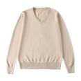 thumbnail image 1 of Generic School Girl Boy Toddler Baby Kids V Neck Solid Color Sweater Cardigan Long Sleeve Knit Solid Sweaters Tops(9-10 Years,Beige), 1 of 4
