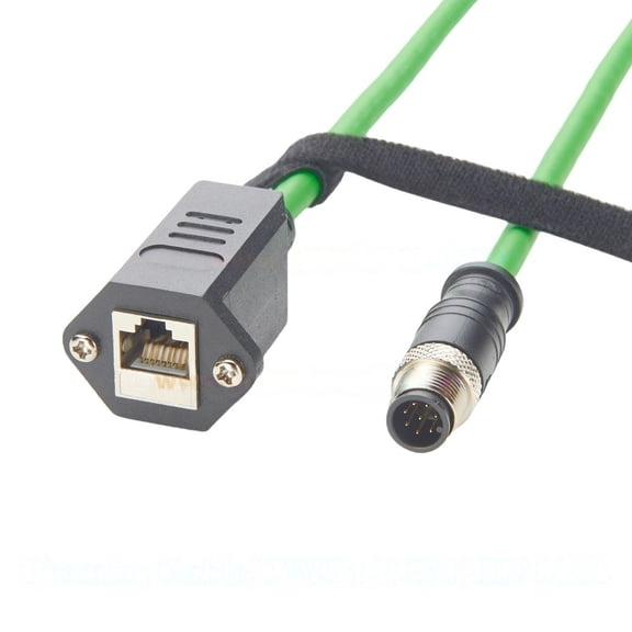Generic Screw Panel Mount M12 8Pin A Code to RJ45 Cat6A Ethernet Cable IP67 10Gbps GigE Vision High Flex Cable for Industrial Camera