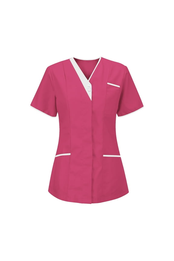 Scrubs for Women Set Stretch V-Neck Scrub Tops Medical Nurse Uniform with Pockets