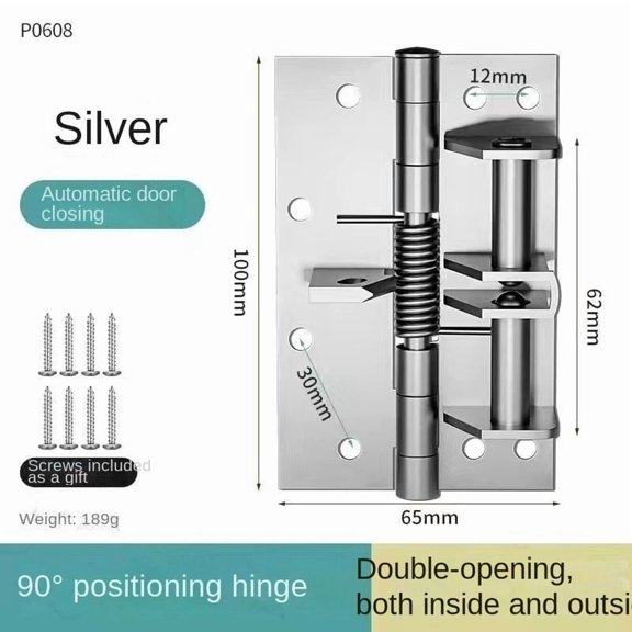 Generic Self-Closing Spring Hinge with 90-Degree Positioning, Invisible Automatic Door Closer for Wooden Doors