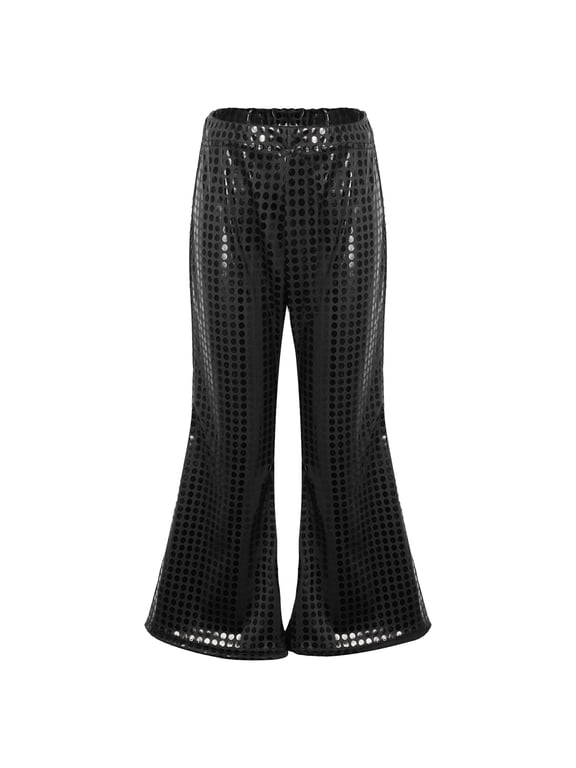 Sequin Pants for Girl Metallic Flare Leggings Pant Teen Dance Bell Bottoms Shiny Yoga Clothing Toddler Sparkly Hip Hop Jogger
