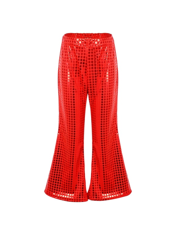 Sequin Pants for Girl Metallic Flare Leggings Pant Teen Dance Bell Bottoms Shiny Yoga Clothing Toddler Sparkly Hip Hop Jogger