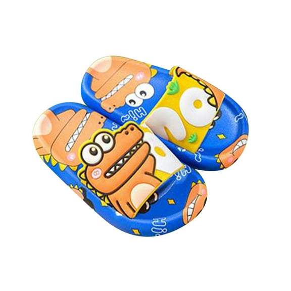 Generic Shoes for Kids Children Boys Girls Summer Non Slip Bathroom Slippers Quick Drying Shower Cute Cartoon Dinosaur Non-Slip Comfy Slippers Indoor Outdoor(3.5-4 Years,Blue)