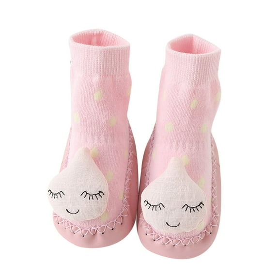 Generic Shoes Kids Cute Children Toddler Shoes Autumn Winter Boys Girls Floor Socks Shoes Flat Bottom Non Slip Warm Solid Color Star Cloud Shape for Fashion Breathable Shoe(2-2.5 Years,Pink)