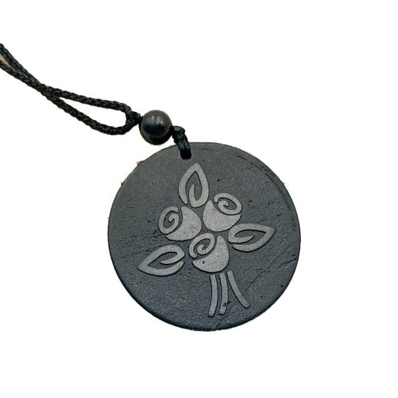 Generic Shungite Tulip Pendant Necklace - Chakra Balance - Handcrafted Constellations Jewelry - Healing Crystal Protection Necklace - Energy Harmony (40mm), Black