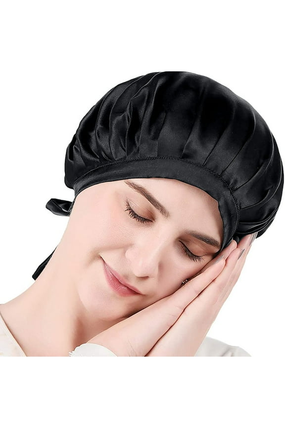 Sleeping Hats Silk Flat Cap Sleep Traceless Bonnet Cap Night Hat Natural Hair Curly Hair Loss Head Cover for Women