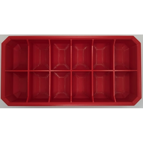 Generic Slim Low Profile Bins/Organizers/Dividers/Small Parts Tray for Milwaukee Packout RED, 12 COMPARTMENT RECTANGLE
