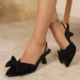 thumbnail image 1 of Generic Slingback Bow Kitten Heel Pumps for Women, Pointed Toe Faux Suede Shoes with Adjustable Strap for Formal and Office Wear, 1 of 7