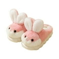 thumbnail image 1 of Generic Slip on Furry Plush Flat Home Winter Round Toe Keep Warm Cute Rabbit Slippers Shoes for Toddler Boys Girls Comfortable Autumn Winter Clothes for Holiday Christmas Party（6-7 Years Red）, 1 of 6