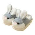 thumbnail image 1 of Generic Slip on Furry Plush Flat Home Winter Round Toe Keep Warm Cute Rabbit Slippers Shoes for Toddler Boys Girls Comfortable Autumn Winter Clothes for Holiday Christmas Party（2.5-3 Years Gray）, 1 of 4