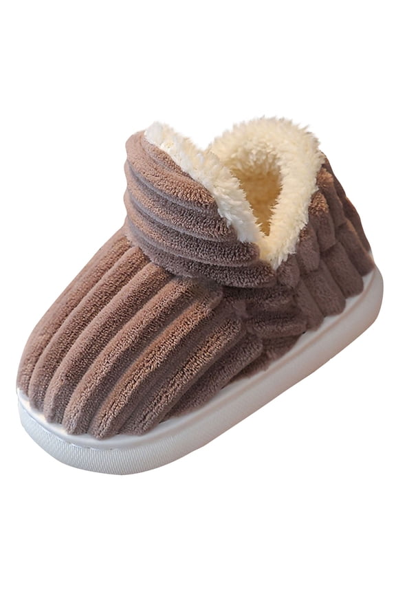Slipper For Kids 2025 New Slipper Booties Kids The Cozy & Stylish Slipper Autumn And Winter Non Slip Plush Warm Home Slippers(2.5-3 Years,Coffee)