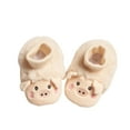 thumbnail image 1 of Generic Slippers Toddler Girl Autumn And Winter Children Toddler Boys And Girls Non Slip Flat Socks Plush Warm Solid Color Cute Pig Shape(0-3 Months,Beige), 1 of 5