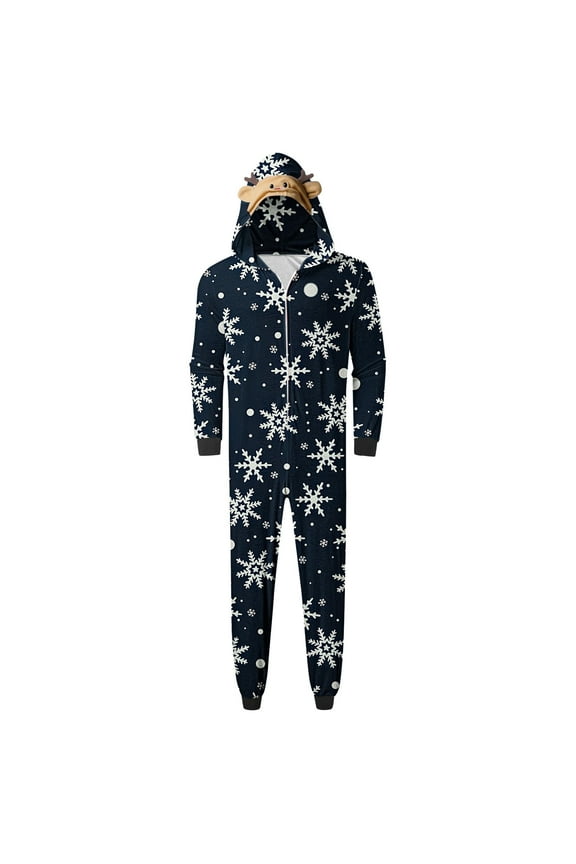 Snowflakes Santa Christmas Xmas Jammies Family Christmas Pajamas Matching Sets New Year Sleepwears for Family Holiday Family Set Long Sleeves Pant(L,a-Black)