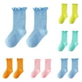 thumbnail image 1 of Generic Sock for Kids Girls Spring and Summer Mid Thigh Socks Solid Color Mesh Breathable Combed Cotton Ruffle Cute Socks for Cute Casual Soft Comfortable(1-3 Years), 1 of 9