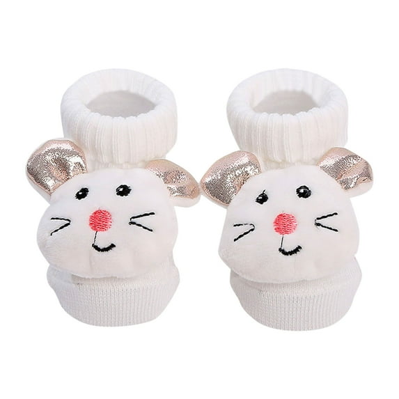 Generic Socks Floor Socks Baby Cotton Socks Autumn Spring New Half Velvet Soft Skin Boys Girls Cartoon for All Seasons Non-Slip Casual Breathable (0-6 Months,Silver)