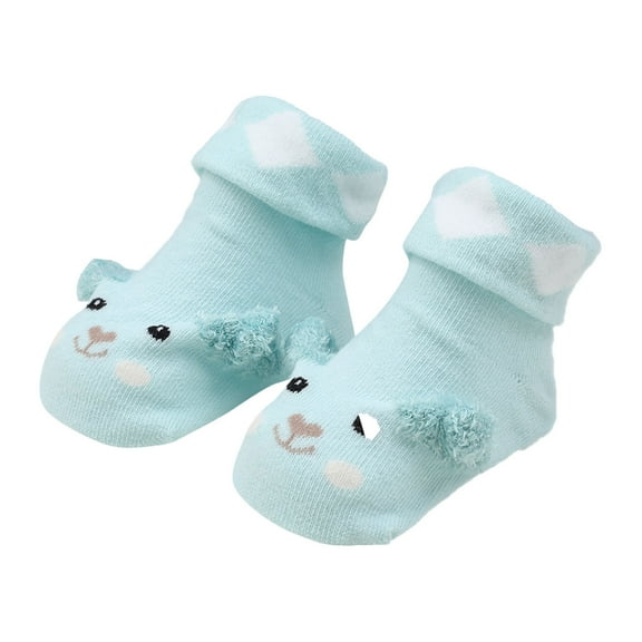 Generic Socks Kids Girls Socks Floor Socks Baby Cotton Socks Autumn Spring New Half Velvet Soft Skin Boys Cartoon for All Seasons Non-Slip Casual ﻿(6-12 Months,Green)