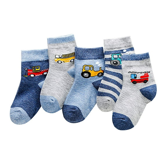 Generic Socks Toddler 5PC Socks Baby Midtube Floor Socks Spring Summer Cartoon Animal Socks for Boys and Girls for All Seasons Non-Slip Fashion Casual Breathable (3-5 Years,L)