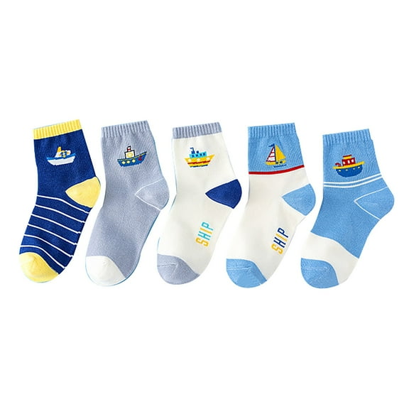 Generic Socks Toddler 5PC Socks Baby Midtube Floor Socks Spring Summer Cartoon Animal Socks for Boys and Girls for All Seasons Non-Slip Fashion Casual Breathable ﻿(3-5 Years,P)