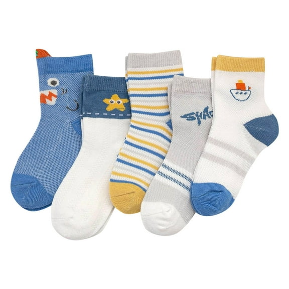 Generic Socks for Women Socks Floor Non-Slip Socks Summer Cotton Socks Cartoon Thin Breathable Autumn Cartoon Fashion 5pcs for All Seasons Casual ﻿(1-3 Years,Blue)