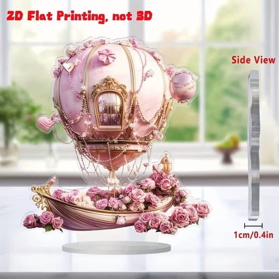 Generic Solar Hot Air Balloon Lantern - Outdoor Flame Light Hanging Decor, Acrylic 2D Balloon Shape Lamp Porch | Solar Flickering Flame Pendant, Window Decoration Model