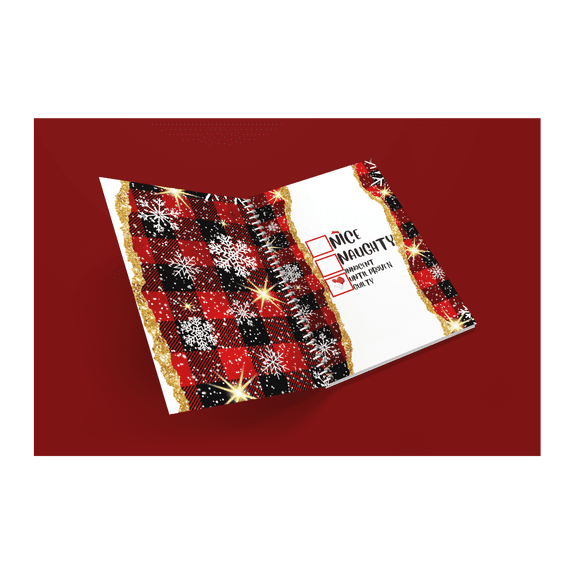 Generic Spiral Notebook, Christmas, "Naughty, Nice, I Tried", Adult Blank Diary & Journal, Multicolor
