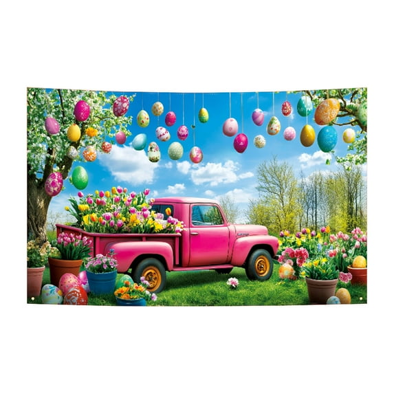 Generic Spring Easter Photography Backdrop Enchanted Garden Floral Colorful Eggs Bunny Background Kids Girl Party Decorations Photo Banner Booth