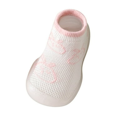 Generic Spring/summer Mesh Breathable Baby Toddler Shoes and Socks Comfortable Non Slip Rubber Soled Socks and Kid Shoes(6-12 Months,Pink)