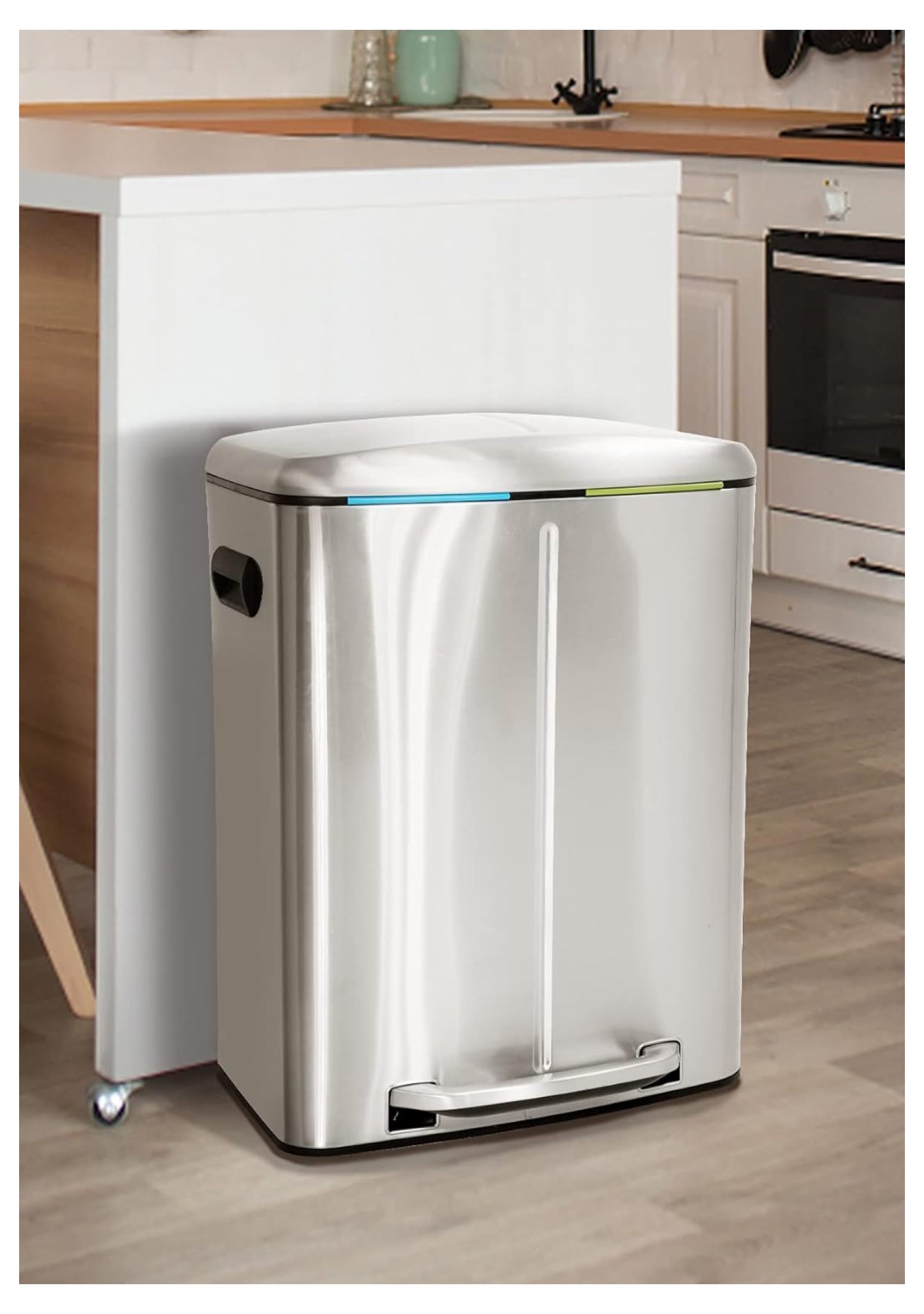 Generic Stainless Steel Kitchen Trash Can with Lid, 2 x 5Gallon Dual