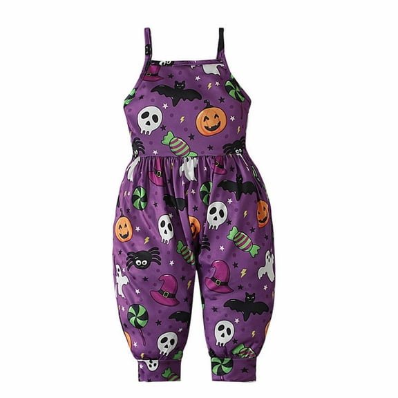 Generic Strap Kids Jumpsuit Romper Toddler Halloween Baby Girls Girls Romper&Jumpsuit for Christmas Holiday Party Halloween(5-6 Years Purple)