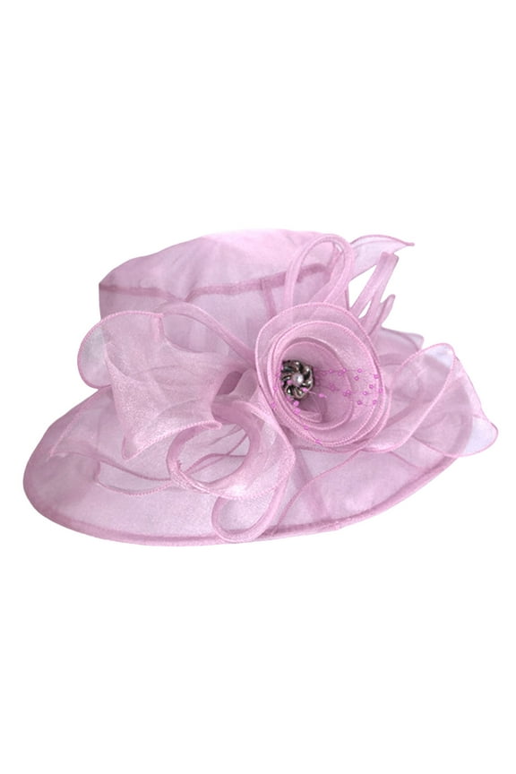 Stylish Wide Brim Hat For Ladies Women Fascinator Lady Tea Party Wedding Bridal Flower Hat Breathable Sun Hat For Women Elegant Sun Protection Hat For Ladies