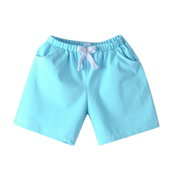 Generic Summer Comfortable Children's Candy Colored Colored Cotton Shorts Sports Pants Spring Summer Elastic Waist Comfortable Casual Student Kindergarten Boys and Girls Shorts