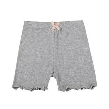 Generic Summer Girls' Pants Slip Proof Children's Leggings Three Quarter Pants Butterfly Wooden Ear Side Baby Shorts for Hot Summer Time Holiday Party Beach（5-6 Years Gray）