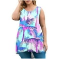 thumbnail image 1 of Generic Summer Tank Top for Women Plus Size Sunset Beach Coconut Palm Print Sleeveless Shirts Hawaiian Casual Tank Tops, 1 of 4
