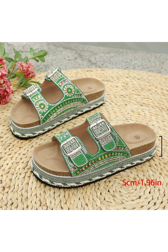 Summer Wedges for Women 2026, Breathable Cork Platform Sandals with Soft Cushioned Footbed, Lightweight Slip-On Beach Shoes