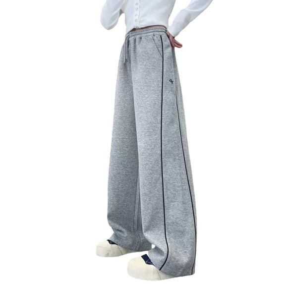Generic High Waist Sweatpants Girls Y2k Wide Leg Joggers Pants Kids Cotton Trousers/Jogging Track Bottoms with Side Stripe