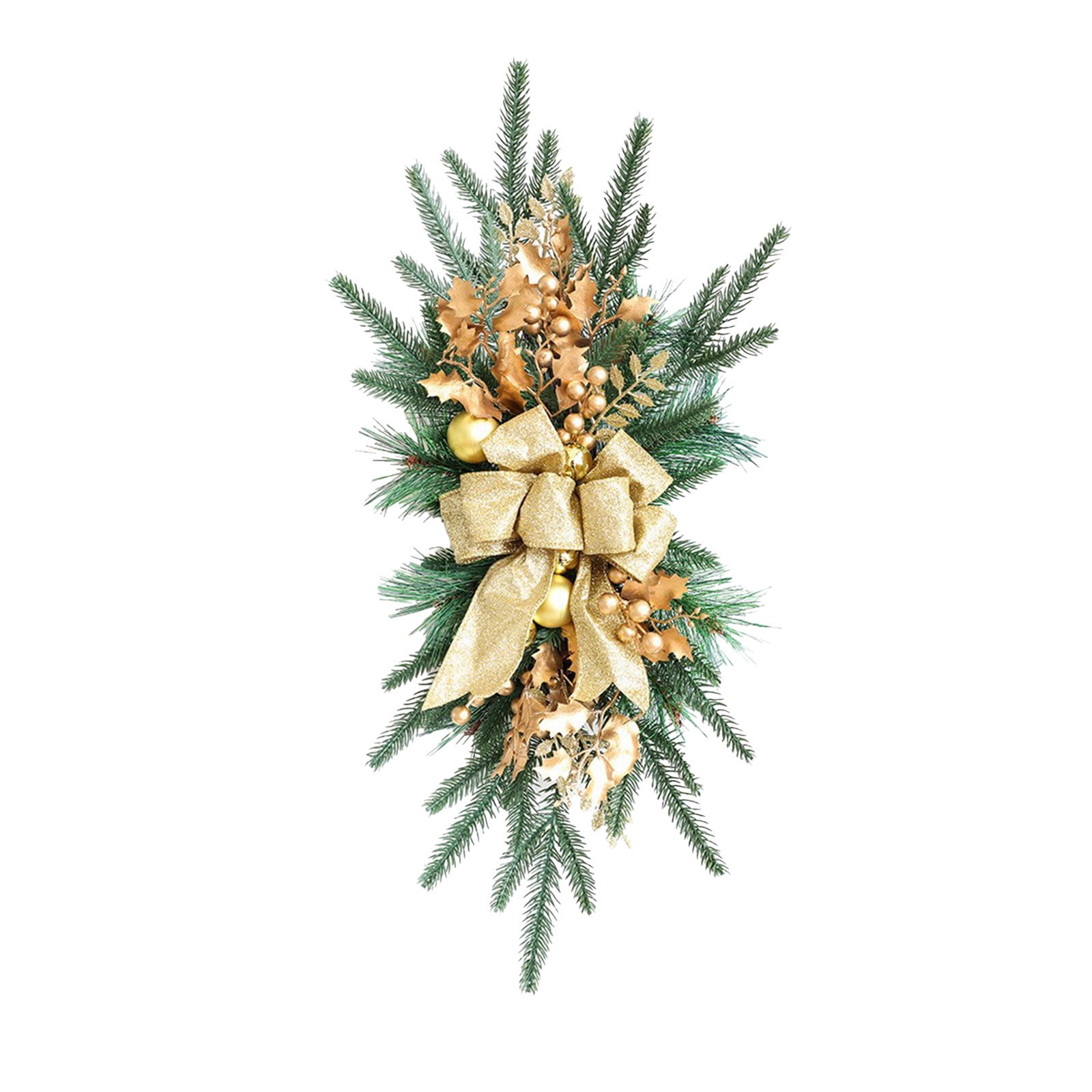 24" Prelit Christmas Teardrop Swag - Cordless Battery LED, Pine Cone & Berry Garland