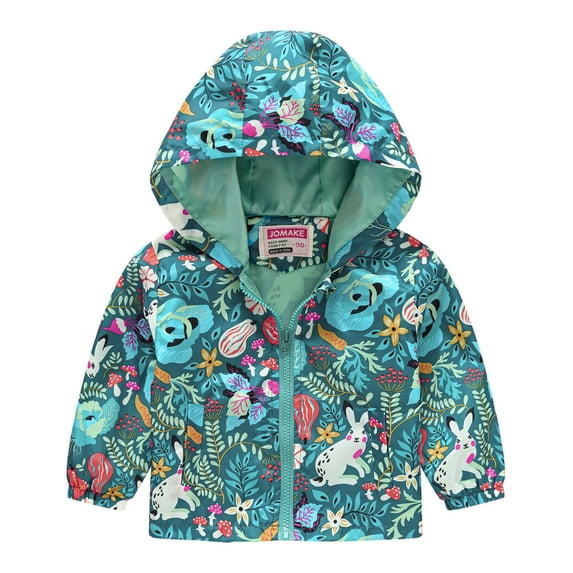 Generic Thinlight Coat for Child Toddler Boys Girls Breathable Casual Jackets Printing Cartoon Hooded Outerwear Zipper Coats Long Sleeve Windproof Coats Clearance